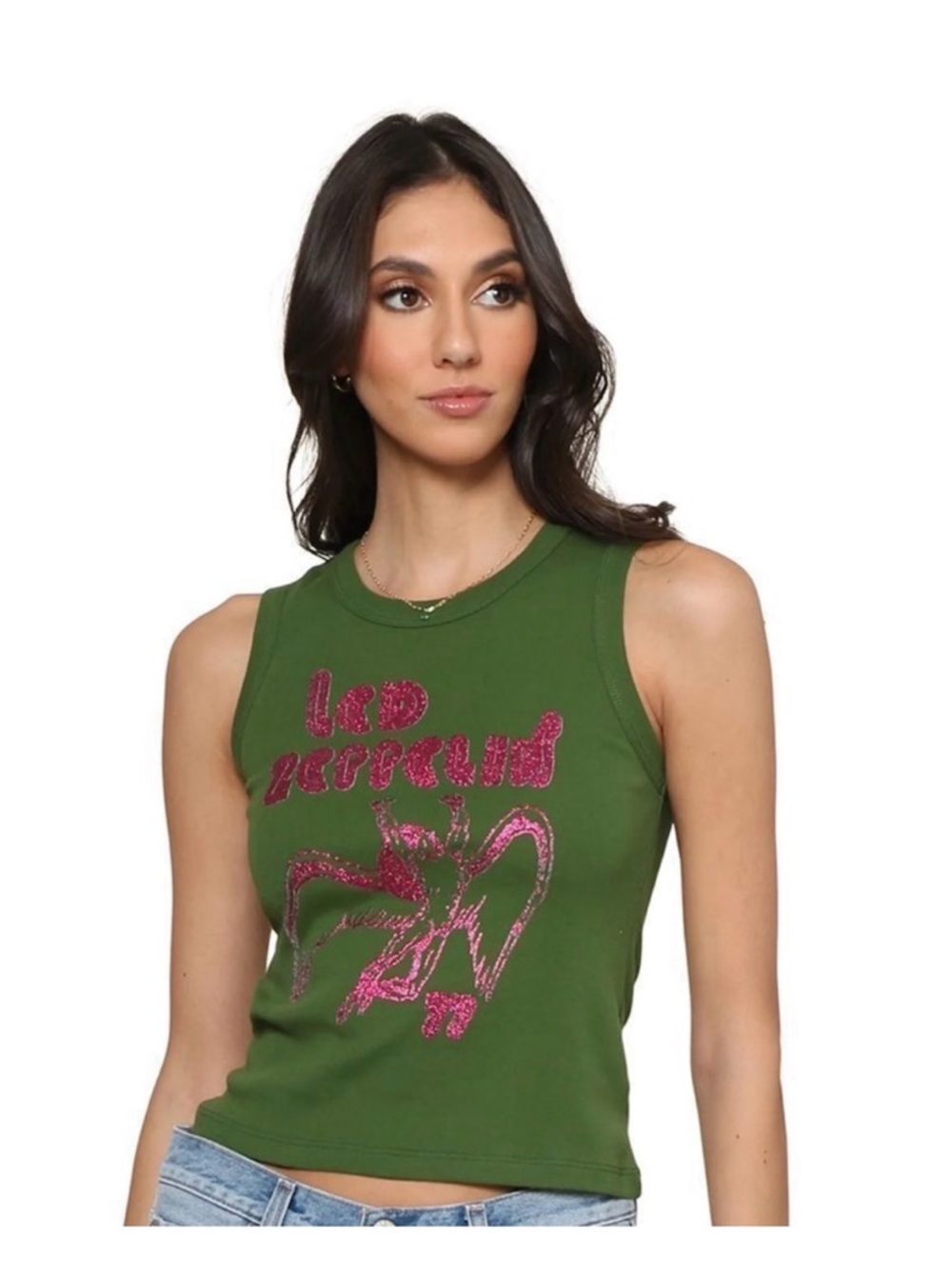 Daydreamer Led Zeppelin Icarus 77 Shrunken Tank in Garden Green